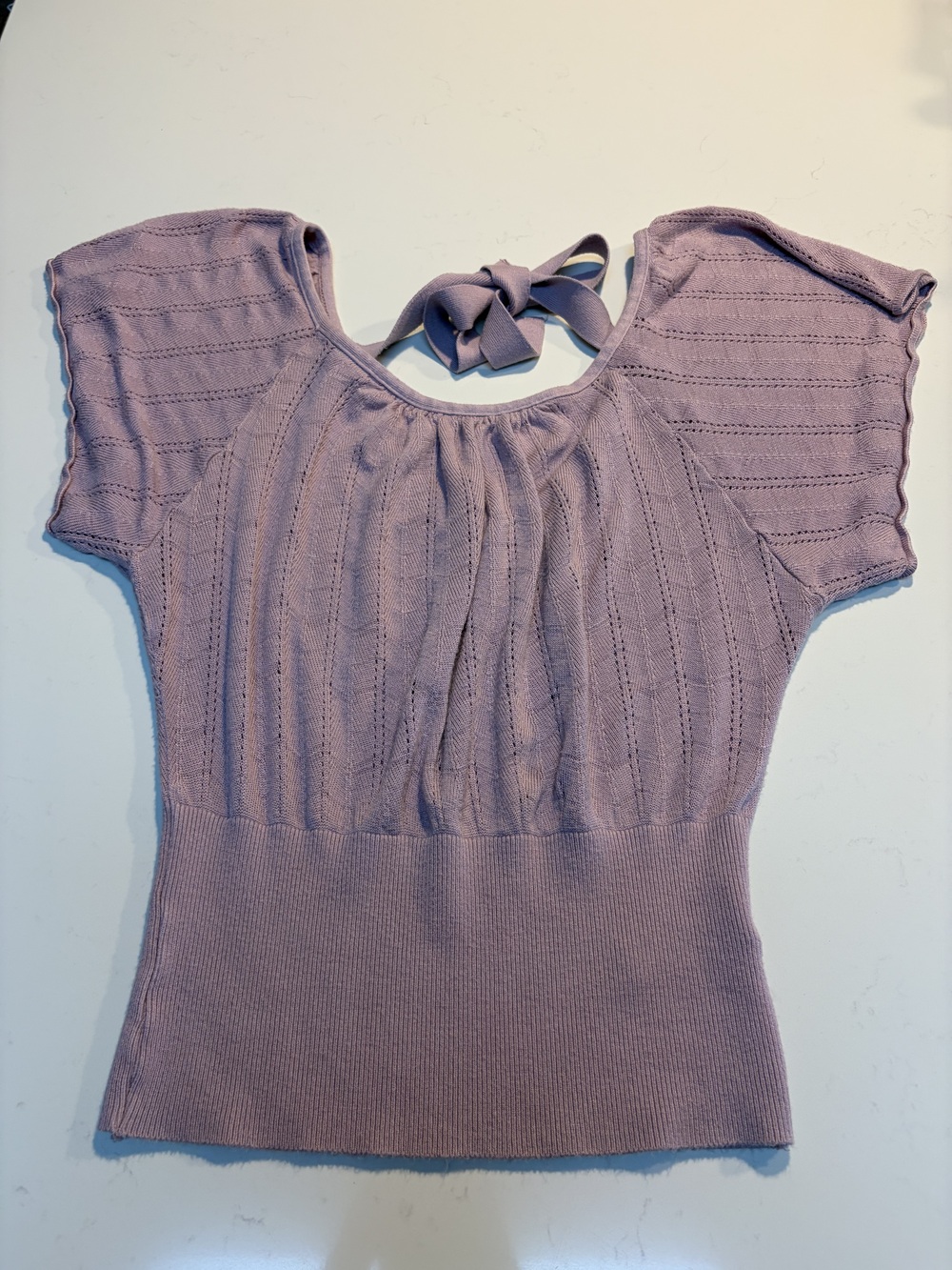 Twenty one Women's Knit Blouse Purple Size L Lavender Ribbed Short Sleeve Y2K